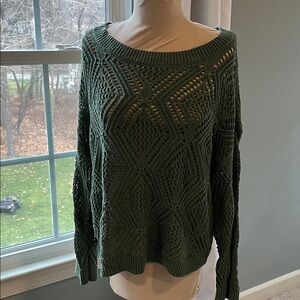 Old Navy Forest Green Open-Knit Sweater